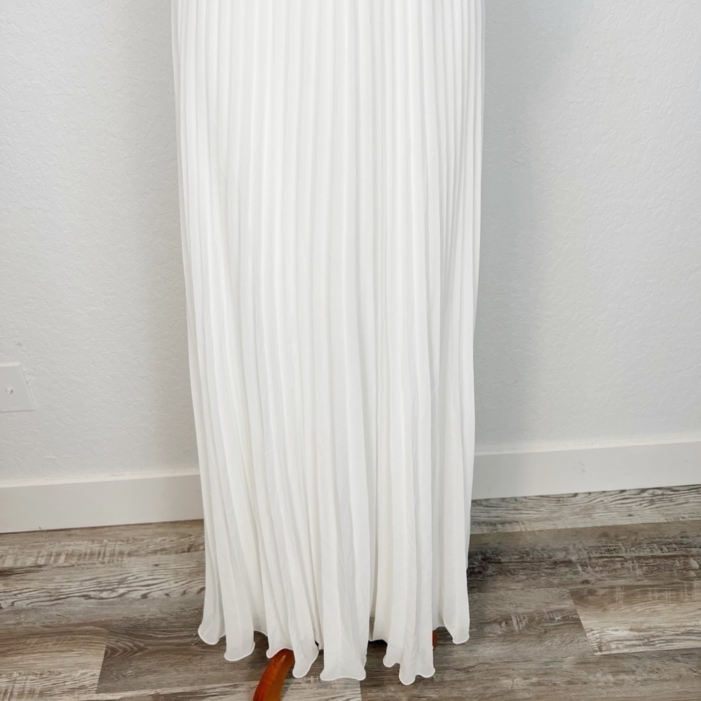 AQUA CHIFFON MAXI EVENING DRESS - Picture 4 of 9